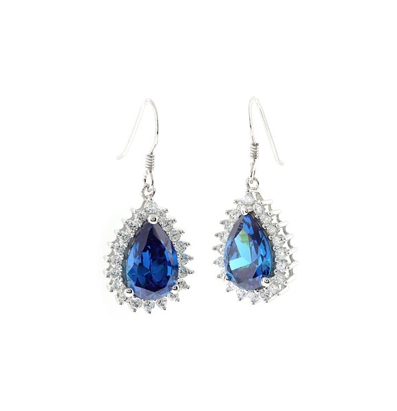 Aretes de Plata .925 con Gemas de Topacio Azul