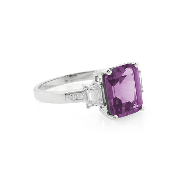 Square Cut Alexandrite Silver Ring