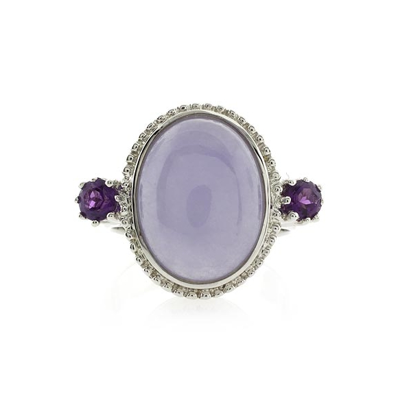 Anillo de Jade con Amatista en Plata de Ley
