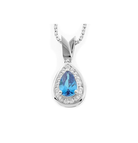 Precioso Dije de Topacio Azul en Plata Fina .925