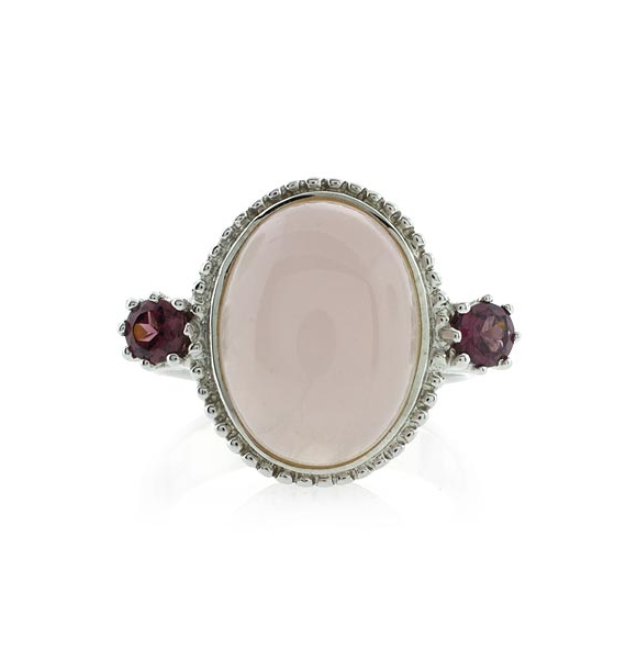 Hermoso Anillo de Plata con Jade y Amatista