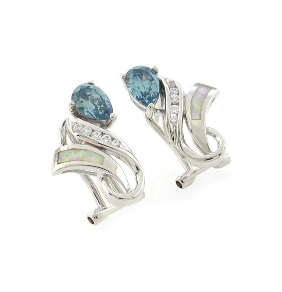 Aretes de Alejandrita Bicolor con Ópalo Blanco