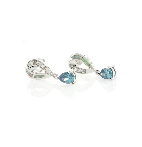 Aretes de Plata .925 con Gemas de Alejandrita y Ópalo
