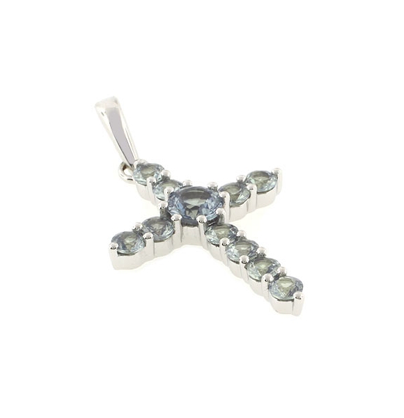 Precioso Dije de Cruz con Alejandrita en Plata .925