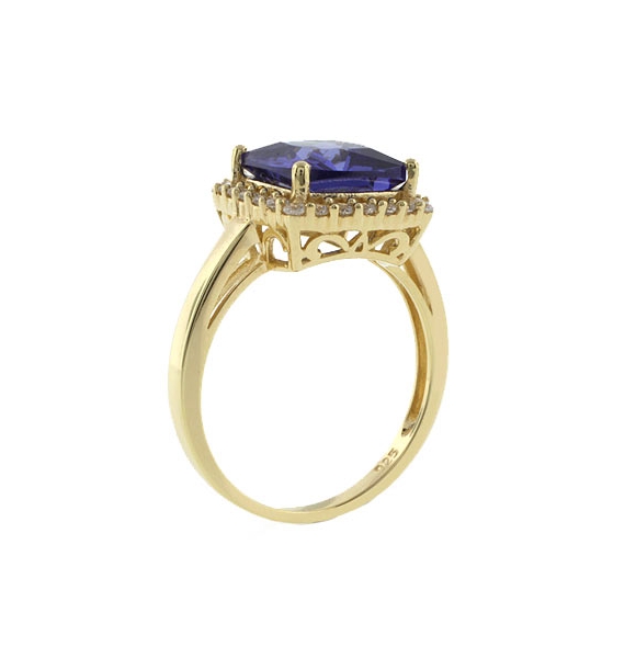 Anillo de Plata con Chapa de Oro y Tanzanita