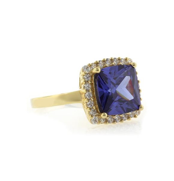 Anillo de Plata con Chapa de Oro y Tanzanita