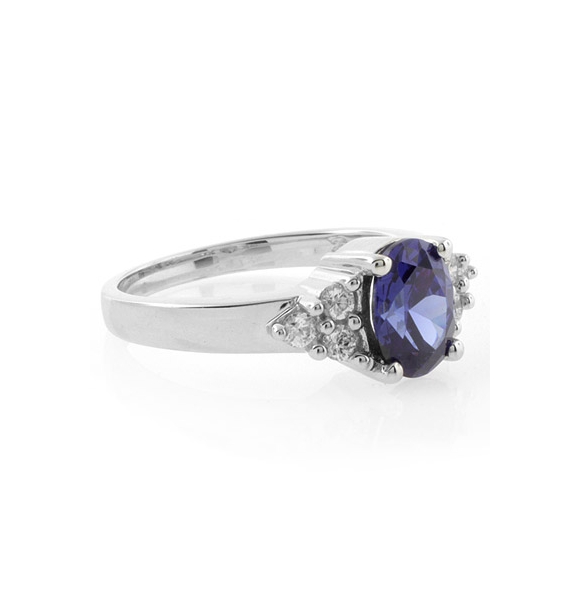 Oval Cut Tanzanite Sterling Silver Ring