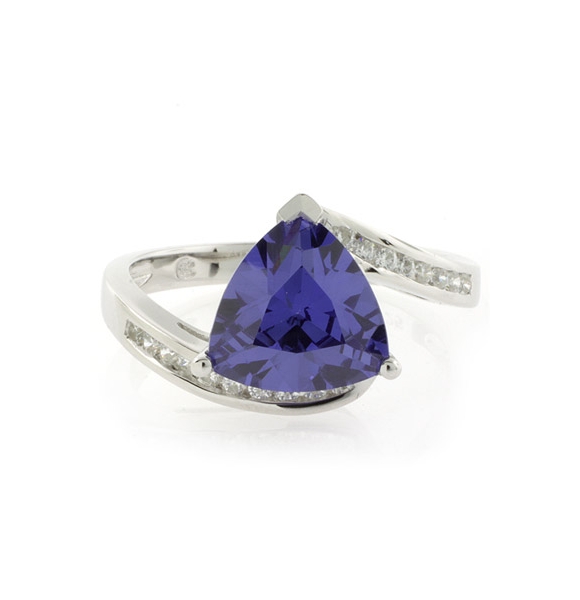 Silver Trillion Cut Tanzanite Ring