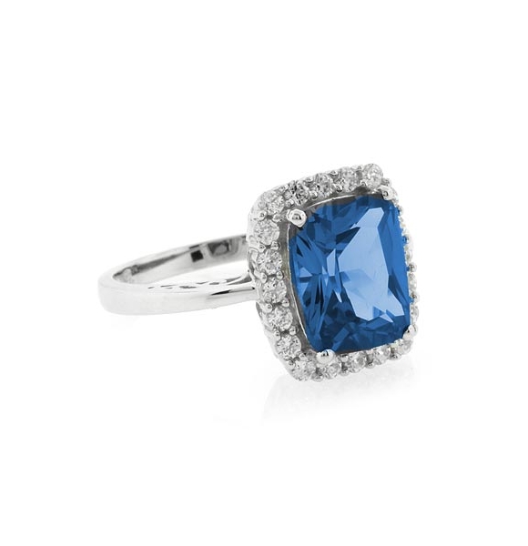 Anillo de Topacio Azul en Plata .925