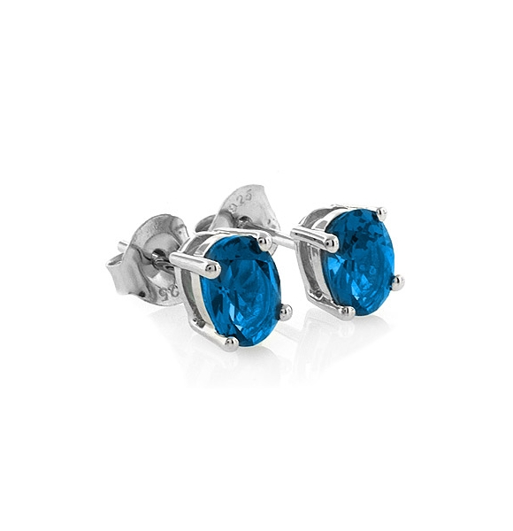 Aretes de Plata de Ley .925 con Topacio Azul