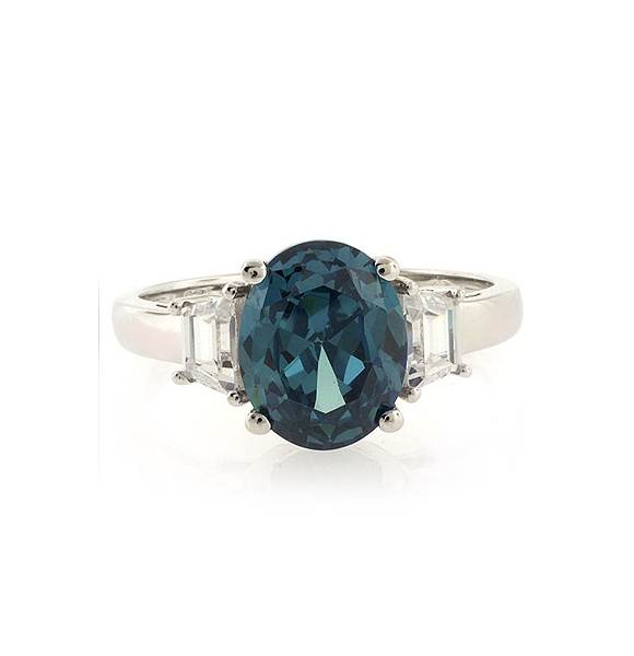 Anillo de Alejandrita ( Azul/Verde) en Plata .925