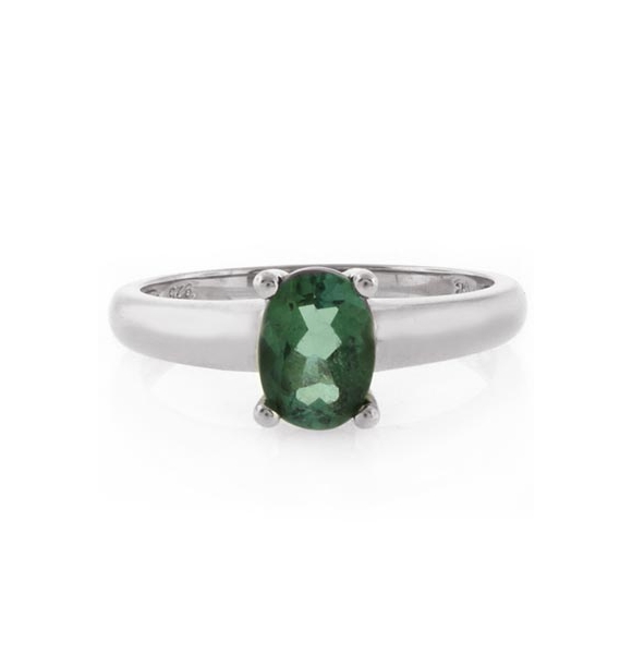 Anillo de Plata de Ley con Turmalina Verde
