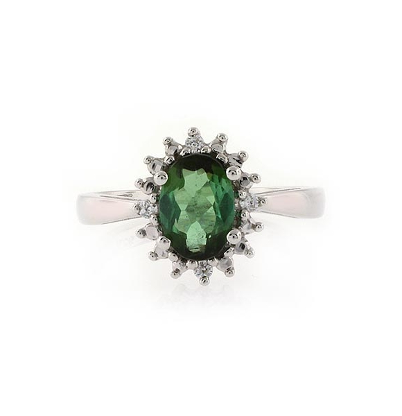 Anillo de Plata con una Gema de Turmalina Auténtica