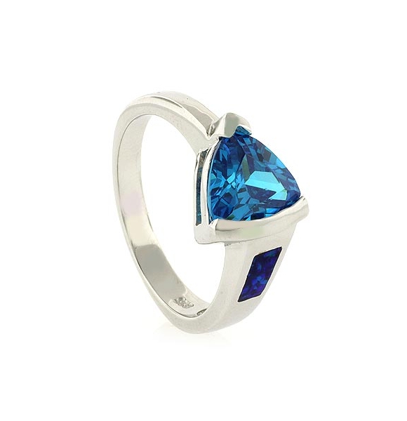 Anillo de Plata .925 con Topacio Azul y Ópalo