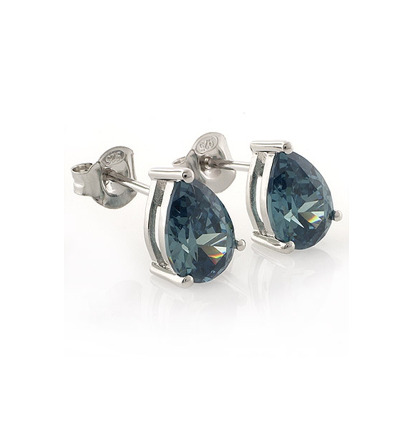 Aretes de Alejandrita Bicolor ( Verde/Azul ) en Plata de Ley