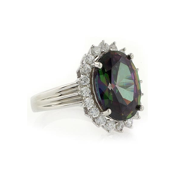 Anillo de Topacio Místico y Zirconias