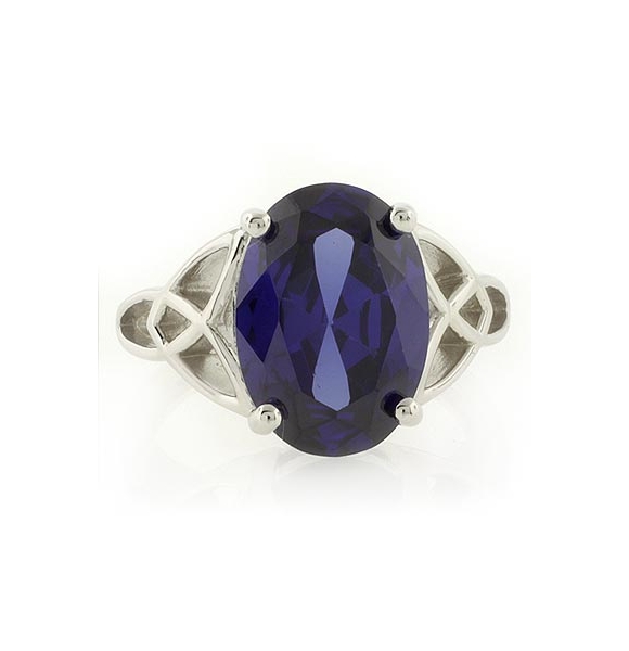 Anillo Estilo Celta de Zafiro Azul