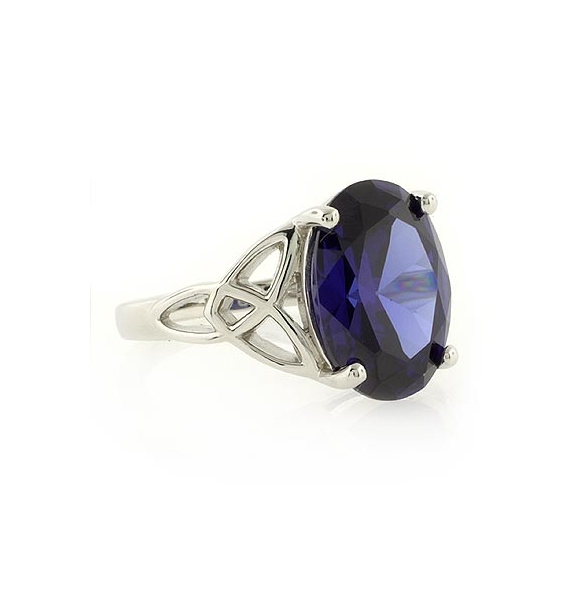 Anillo Estilo Celta de Zafiro Azul