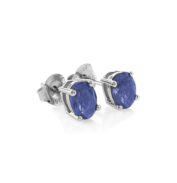 Sterling Silver Tanzanite Oval Cut Earrings