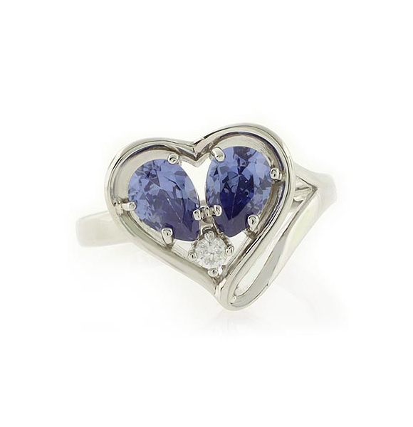 Precioso Anillo de Plata con Dos Gemas de Tanzanita