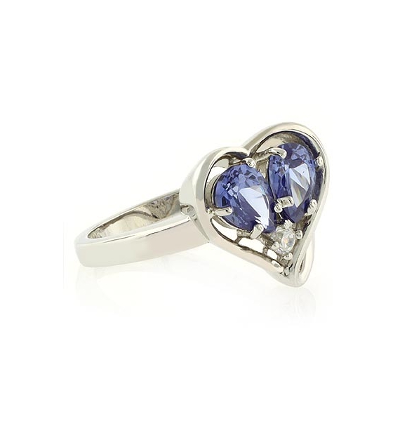 Precioso Anillo de Plata con Dos Gemas de Tanzanita