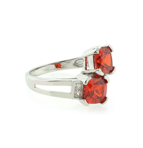 Anillo de Plata .925 con 2 Piedras de Ópalo de Fuego