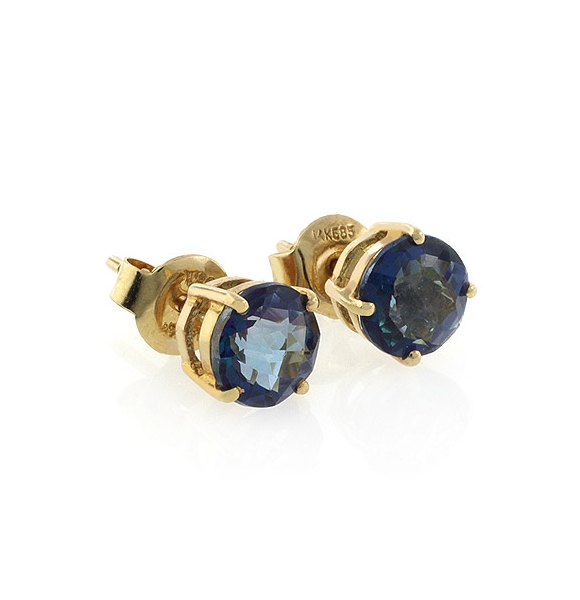 Aretes de Oro de 14K con Topacio Auténtico