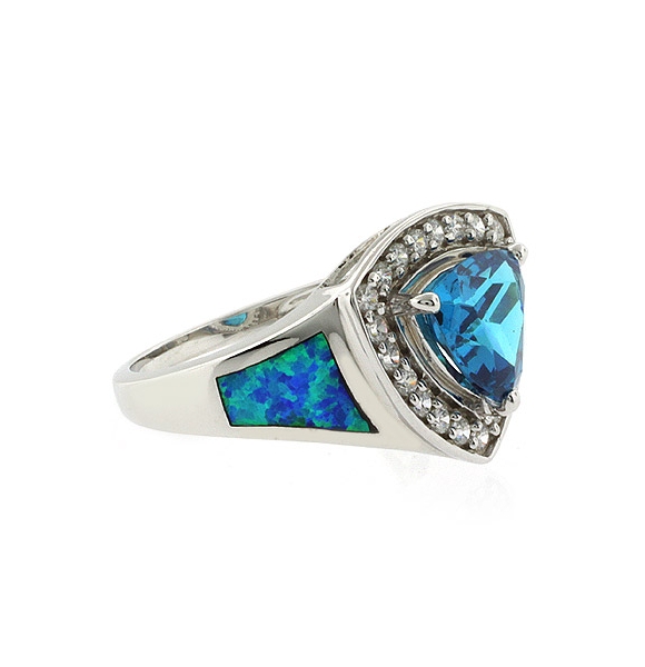 Topacio Azul y Opalo Australiano en Anillo de Plata