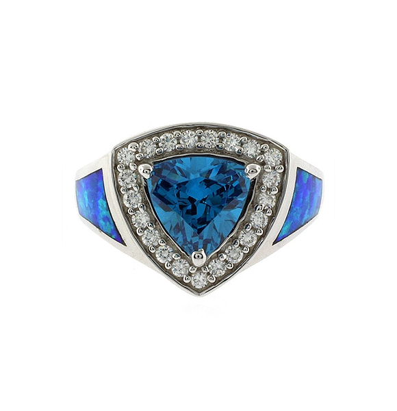 Topacio Azul y Opalo Australiano en Anillo de Plata
