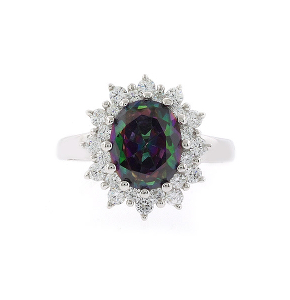 Oval Cut Mystic Topaz Sterling Silver Ring