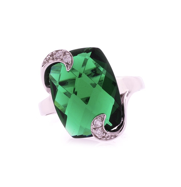 Anillo de Esmeralda Con Corte de Cojín