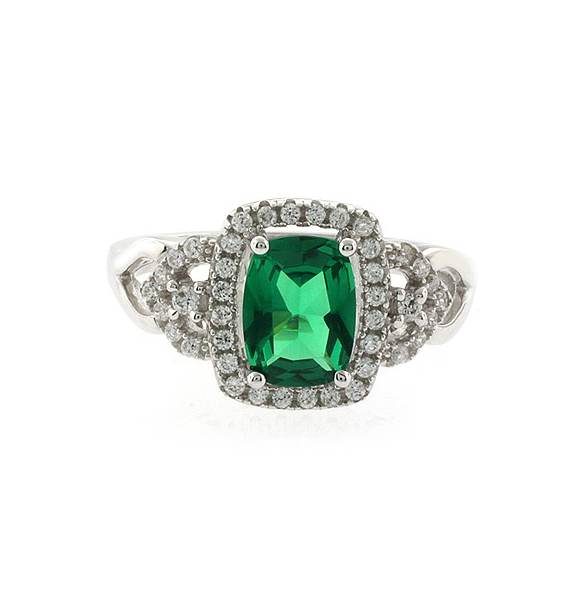 Anillo Elegante de Plata y Esmeralda