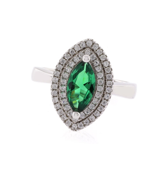 Anillo de Esmeralda en Corte Marquise