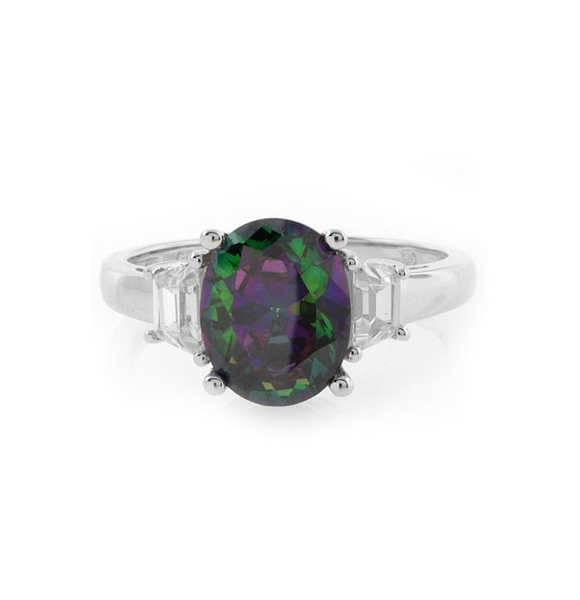 Enorme Anillo de Topacio Místico en Plata .925