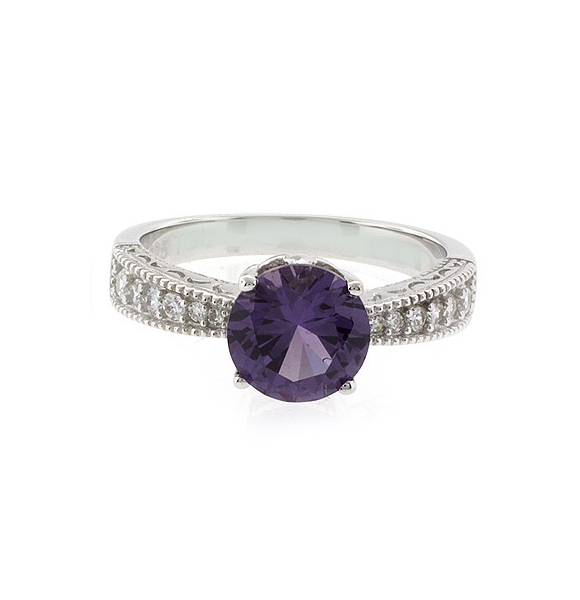 Anillo de Alejandrita ( Morado/Rosa ) en Plata de Ley