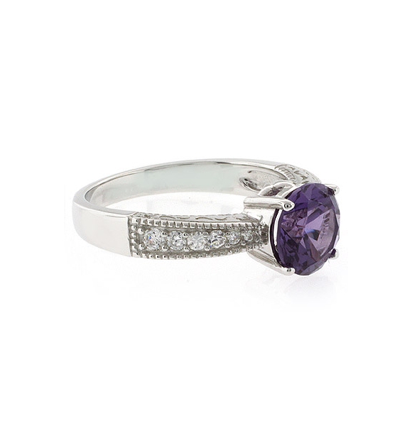 Anillo de Alejandrita ( Morado/Rosa ) en Plata de Ley