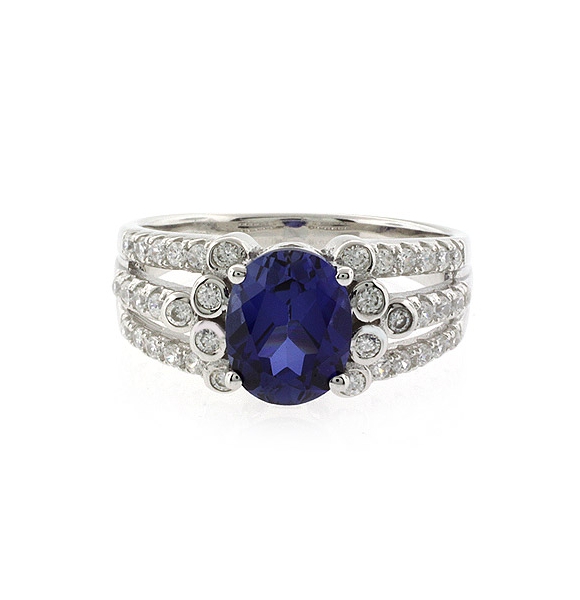 Anillo de Zafiro Azul en Plata de Ley .925