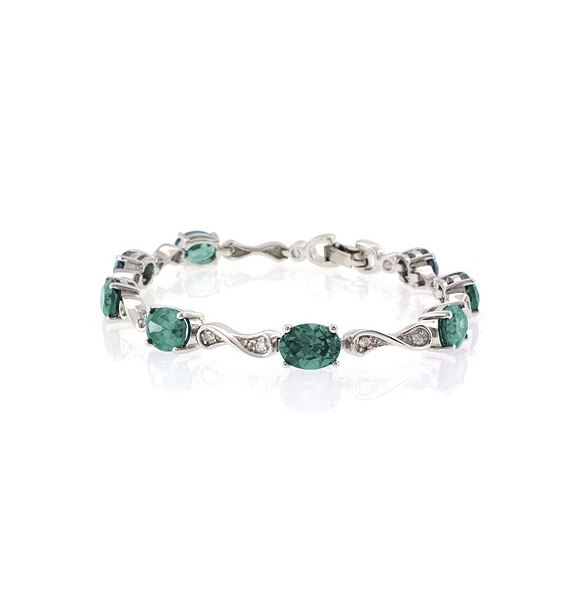 Pulsera de Plata de Ley .925 con Gemas de Alejandrita (Azul/Verde)