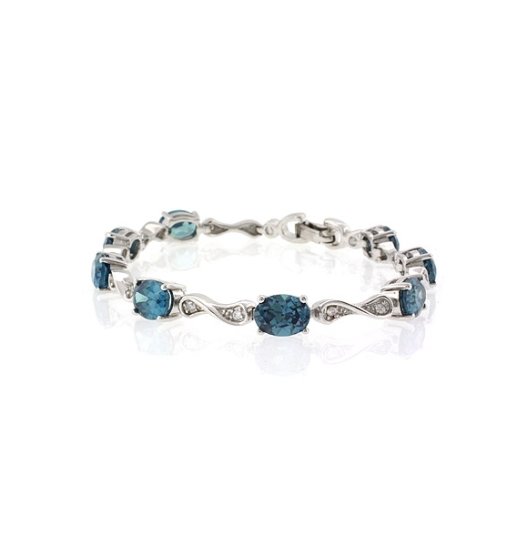 Pulsera de Plata de Ley .925 con Gemas de Alejandrita (Azul/Verde)