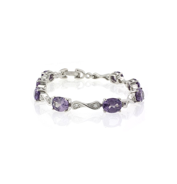 Pulsera de Plata .925 con Gemas de Alejandrita (Rosa/Morado)