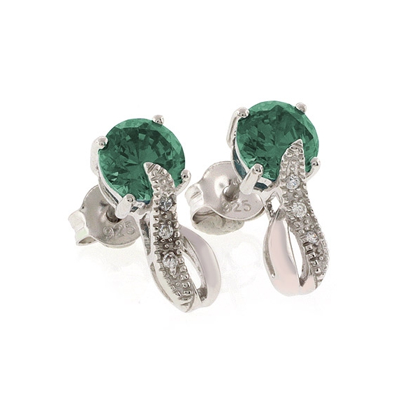 Elegantes Aretes de Alejandrita Bicolor ( Verde a Azul ) en Plata .925