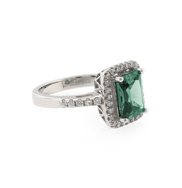 Anillo de Plata Fina de Ley con Alejandrita (Azul/ Verde)