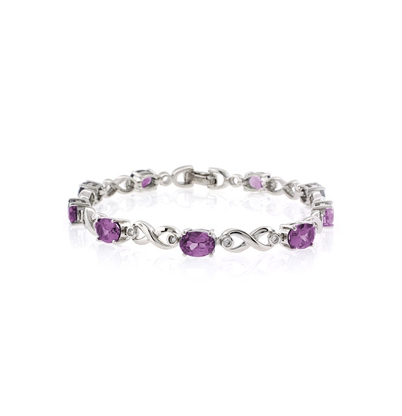 Pulsera de Plata de Ley .925 con Gemas de Alejandrita (Morada/Rosa)
