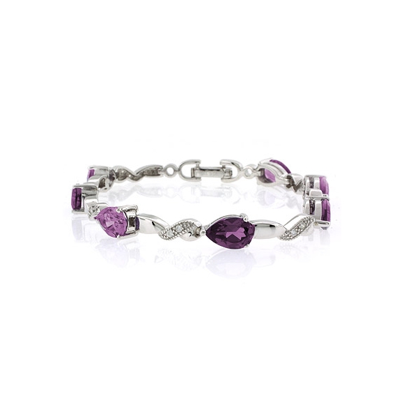 Pulsera de Plata .925 con Alejandrita (Rosa/Morado)