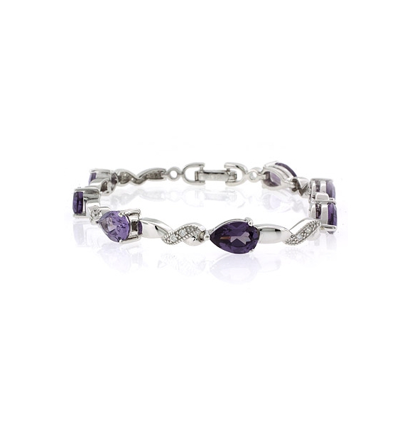 Pulsera de Plata .925 con Alejandrita (Rosa/Morado)