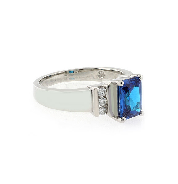 Emerald Cut Sterling Silver Tanzanite Ring