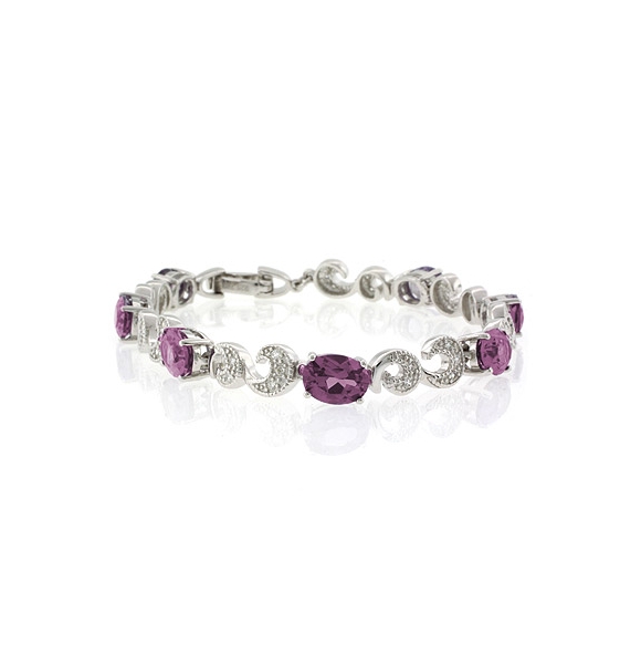 Pulsera de Plata de Ley .925 con Gemas de Alejandrita Bicolor