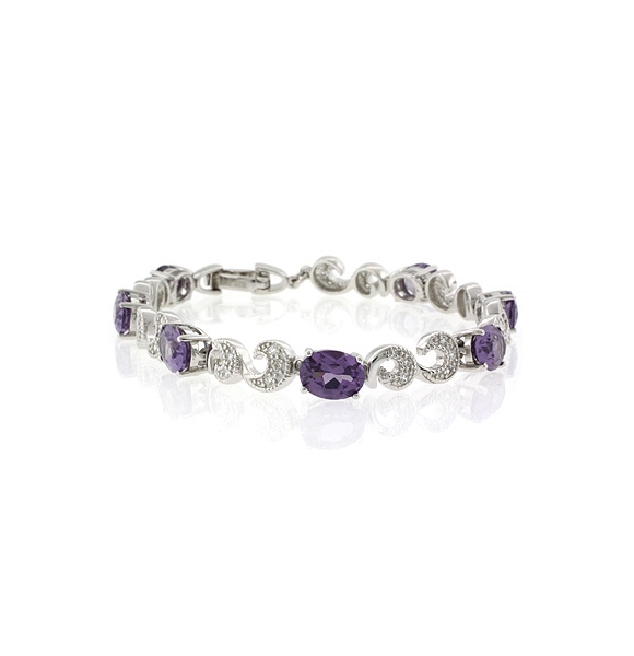 Pulsera de Plata de Ley .925 con Gemas de Alejandrita Bicolor