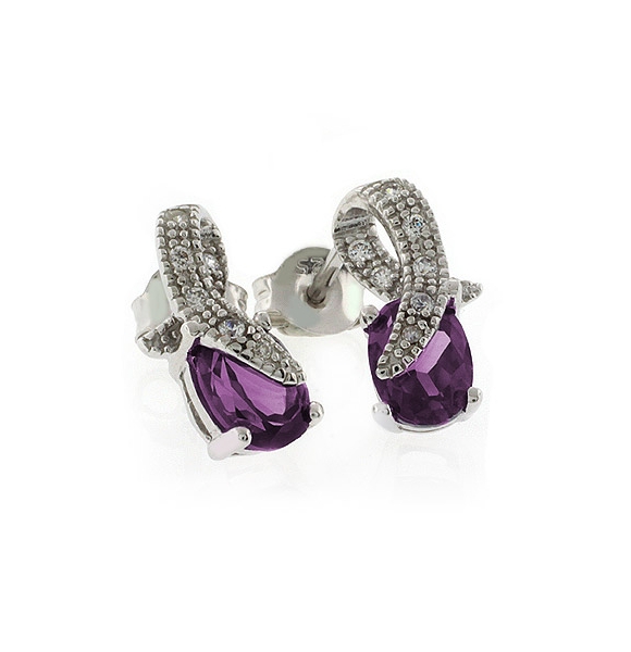 Aretes de Alejandrita ( Rosa/Morado ) en Plata Fina de Ley