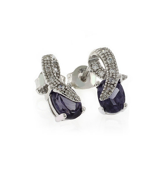 Aretes de Alejandrita ( Rosa/Morado ) en Plata Fina de Ley